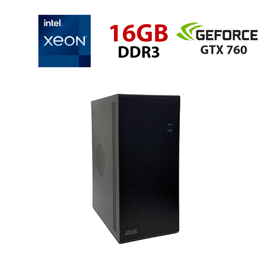 Ігровий ПК 2E Credo V200B-400 Tower / Intel Xeon E3-1230 v2 (аналог i7-3770) (4 (8) ядра по 3,3 - 3,7 ГГц) / 16 ГБ DDR3 / 256 ГБ SSD NVMe / nVidia GeForce GTX 760, 2 ГБ GDDR5, 256-біт / Win 10 non Lic б/в
