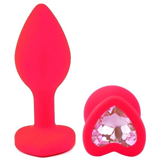 Анальний плаг EGZO Silicone Pink Heart Plug S, рожевий медичний силікон, кристал Sex Aura | Зображення 1
