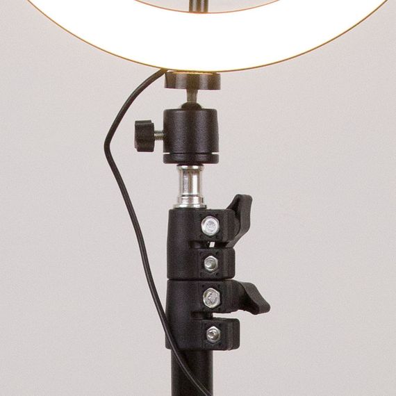Кільцева світлодіодна LED лампа Flat Ring 10" + tripod 2.1m Black | Зображення 3