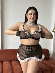 Спокусливий чорний еротичний костюм покоївки PLUS SIZE