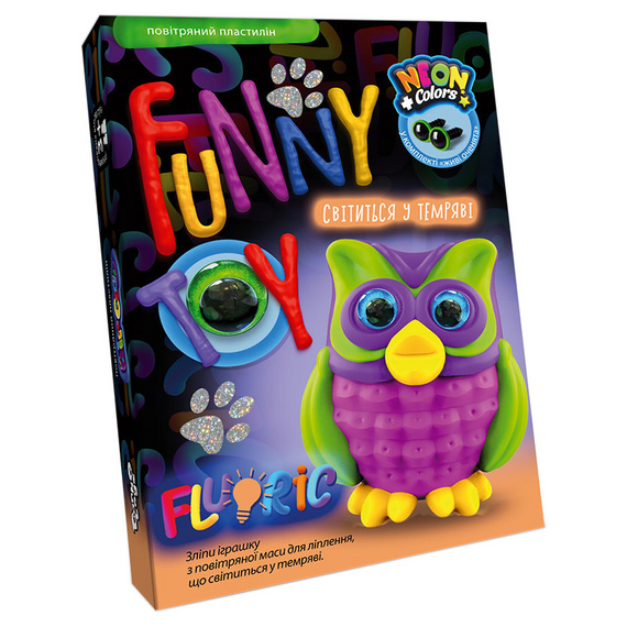 Набор креативного творчества "AIR CLAY "FLUORIC" AICL-FL-01, 4 цвета Сова