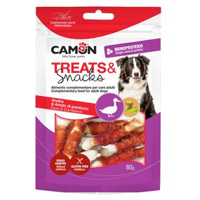 Лакомство для собак мясное Camon косточки из кукурузного крахмала с уткой, 80 гр, 8 см