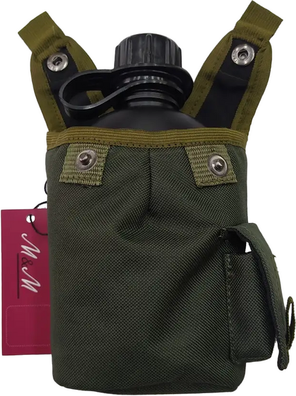 Фляга пластикова 870 мл чорна в чохлі М&М 2 Olive green Хакі (213376) | Зображення 3
