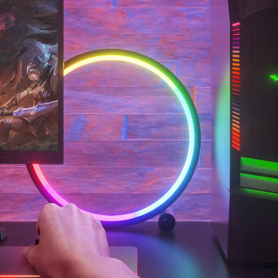 Настолькое LED Кольцо RGB Atmosphere c Bluetooth упрвлением с телефона 26 см Черный корпус (sv1563) | Зображення 3