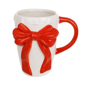 Кружка керамічна Бант 580 мл, колір - білий з червоним