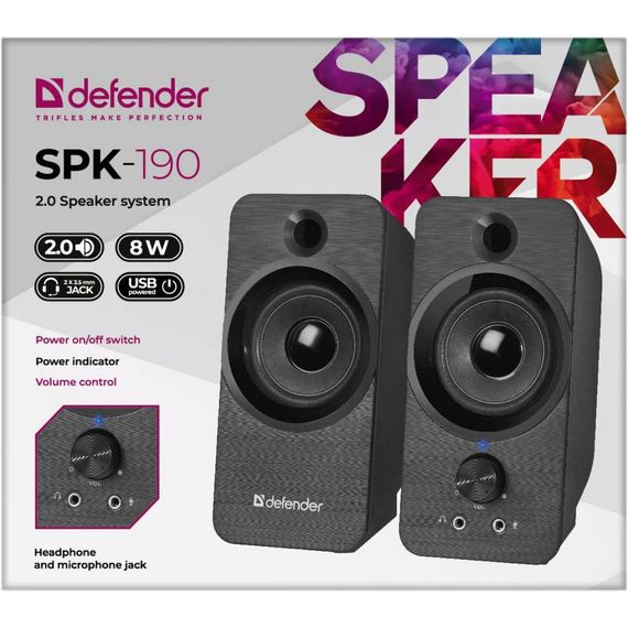 Акустика Defender 2.0 SPK 190 USB 8W Black (65190) | Зображення 3