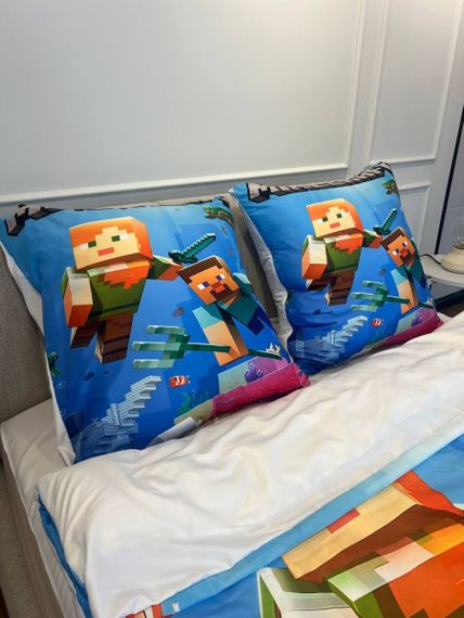 Постільна білизна 3D полуторна з мікросатину Minecraft №3 31398 150х215 см 70х70 см | Зображення 6