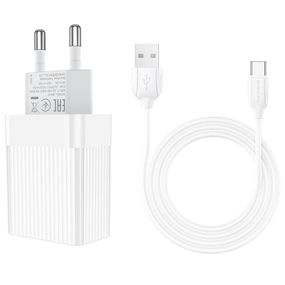 Набор BOROFONE BA47A СЗУ 1xUSB + кабель Type-C/USB,3A,1м,White,Blister