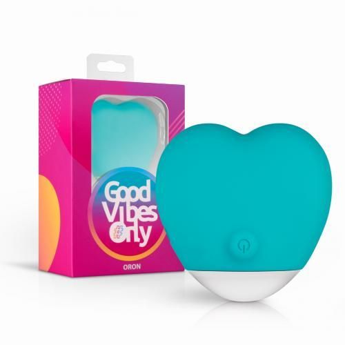 Вібратор для клітора у формі серця Oron Good Vibes Only, силіконовий, блакитний, 6 см Sex Aura