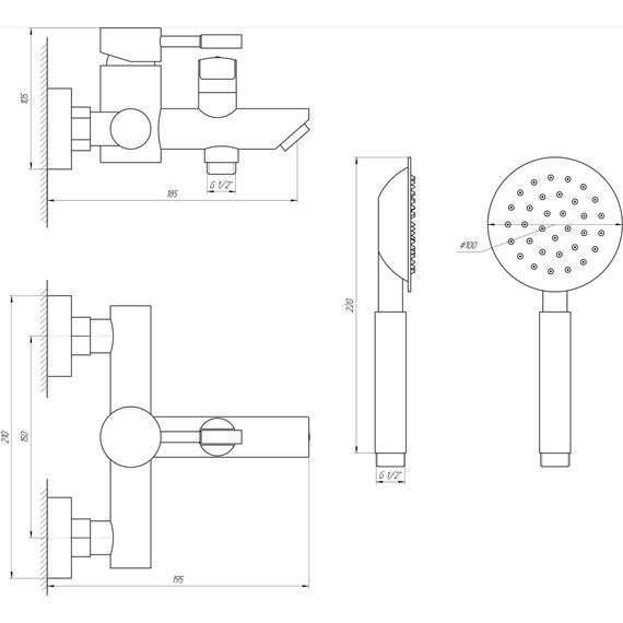 Змішувач для ванни Globus Lux ALPEN SBT1-102NE-BB | Зображення 1