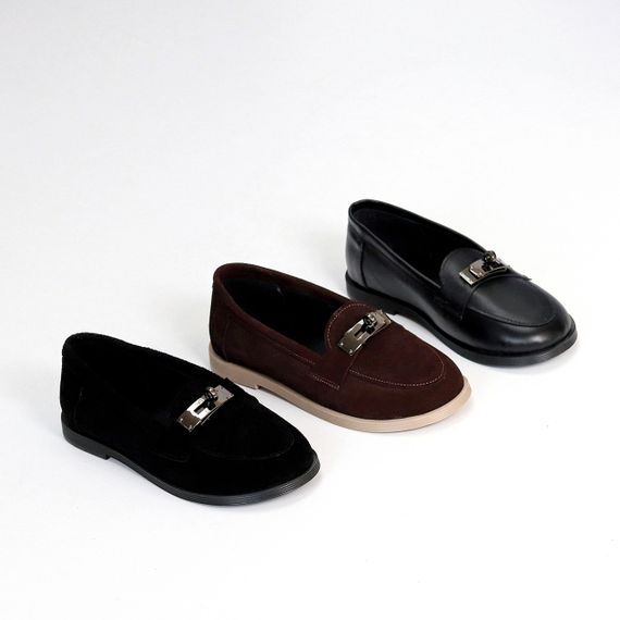 Удобные повседневные черные кожаные лоферы стильный декор | Зображення 9