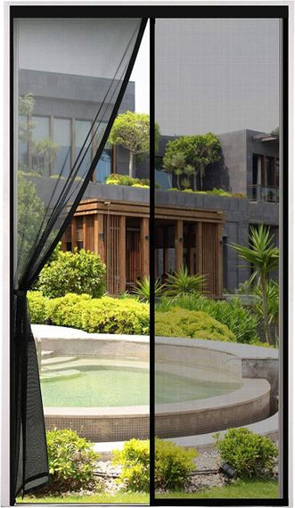 Сетка противомоскитная магнитная, черная москитная сетка на липучке для двери, балкона, патио 75×210 см Cinkee