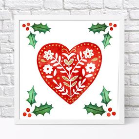 Постер в рамке Цветочное сердце 30x30 см