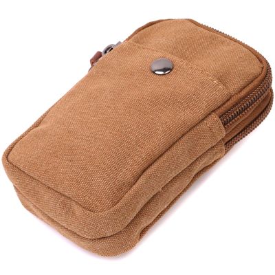 Сумка Vintage На пояс з металевим карабіном з текстилю Коричнева (22225) | Зображення 8