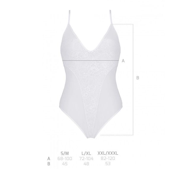 Боді з ажурним декором та відкритим кроком Ursula Body white XXL/XXXL — Passion | Зображення 4