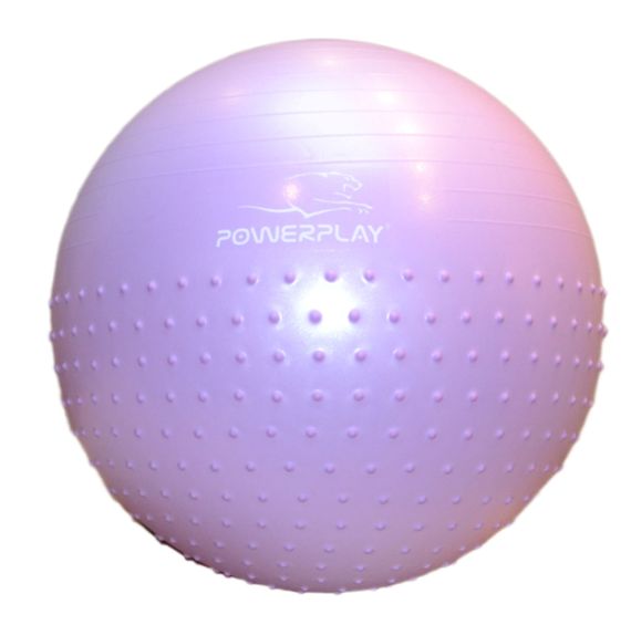 М'яч для фітнесу (фітбол) напівмасажний PowerPlay 4003 Ø75 cm Gymball Бузковий + помпа | Зображення 5