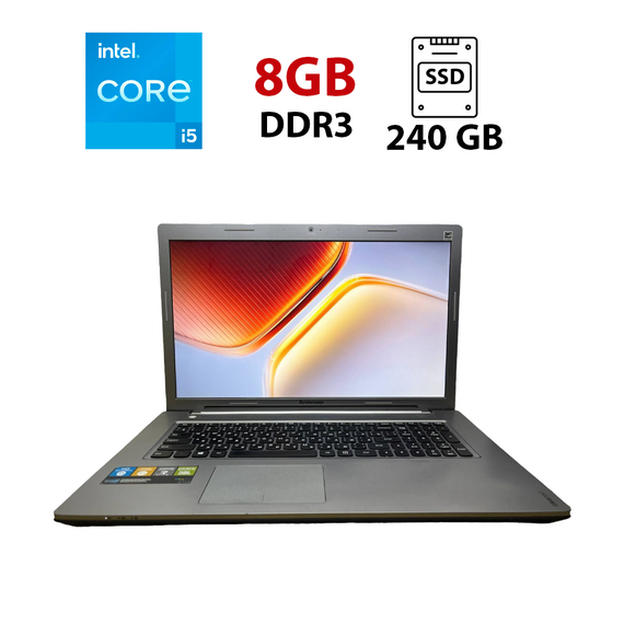 Ноутбук Б-класс Lenovo IdeaPad Z710 / 17.3" (1600x900) TN / Intel Core i5-4200M (2 (4) ядра по 2.5 - 3.1 GHz) / 8 GB DDR3 / 240 GB SSD / nVidia GeForce GT 740M, 2 GB GDDR3, 64-bit / WebCam б/у