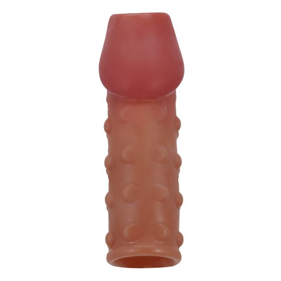 Насадка на пеніс Pretty Love рельєфна, з пухирцями, бежева, 19,8 × 2,8 см Sex Aura | Зображення 2