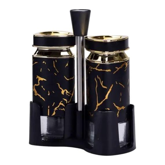 Набір для спецій на підставці солонка і перечниця по 120 мл Чорний HP-1353 | Зображення 1