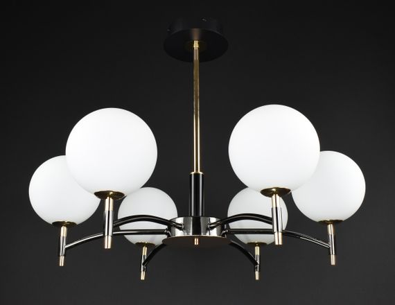 Люстра стельова на 6 лампочок 27899 Чорний 45-75х68х68 см. | Зображення 3