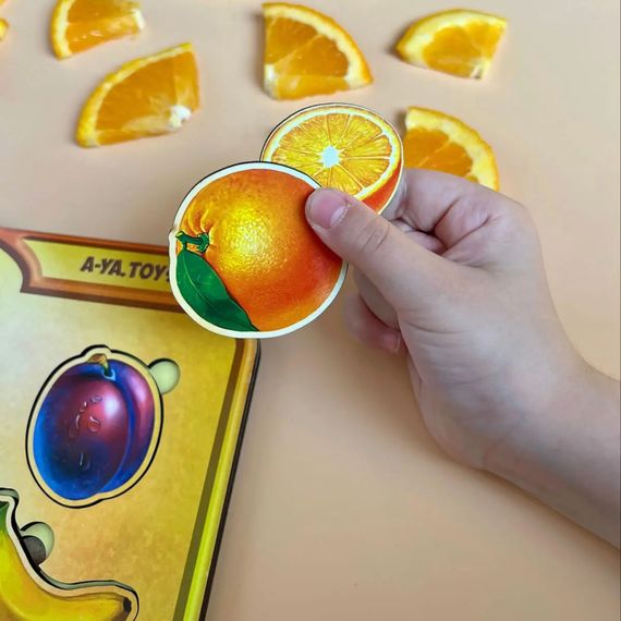 Деревянный пазл-вкладыш "Фрукты в разрезе" Ubumblebees (ПСД136) PSD136 сортер | Зображення 4