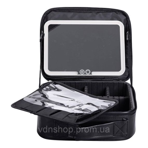 Органайзер косметичка з еко шкіри з дзеркалом та підсвічуванням 26×22×9 см HP-10-2AB | Зображення 2