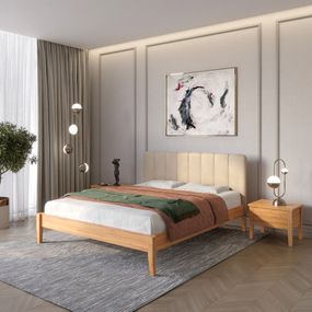 Полуторне дерев&#039;яне ліжко Mebigrand Лондон ДК Вільха/Аляска 23 (Бежевий) Б1 120х200 см