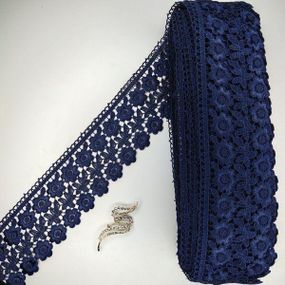 Кружево макраме  7,5см (20м) Цвет - Синий тёмный (25-F1375E1-7)
