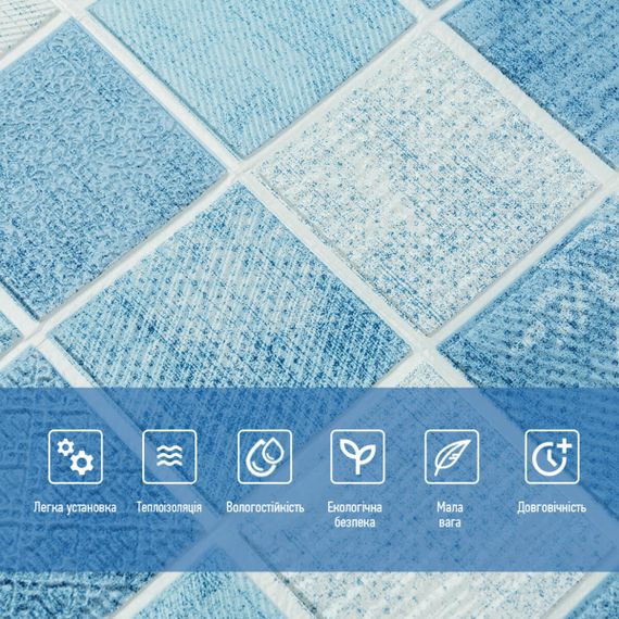 Панель стінова 3D 700х770х4мм блакитна мозаїка (D) Sticker Wall SW-00002009 | Зображення 3