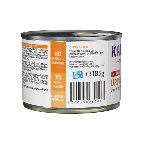 Влажный корм для котов с заболеваниями мочевыводящих путей Kattovit Veterinary Urinary Veal, 185 гр | Зображення 4
