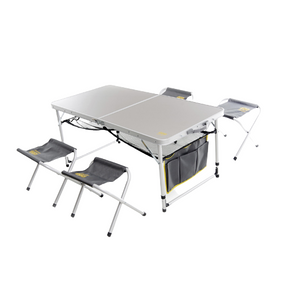 Набір меблів для пікніку на 4 людини стіл-валіза + 4 стільця 120*60*70см алюміній СИЛА