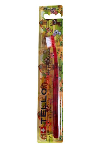 Дитяча зубна щітка Tello Kids 10400 Mega Soft (від 0 до 5 років), червона
