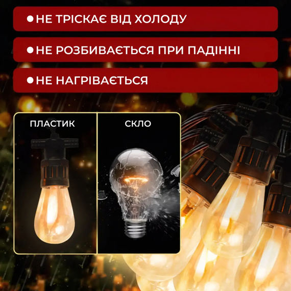 Світлодіодна гірлянда 10 метрів, 25 LED, статичний режим, живлення від мережі 220В | Зображення 4