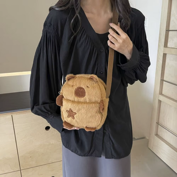 Сумка Капібара плюшева, крос-боді у формі Капібари з кишенею, дитяча сумочка | Зображення 2