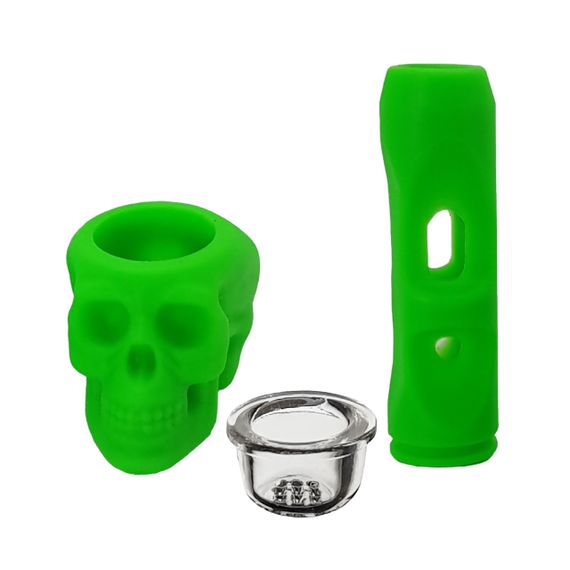 Кальян Трубка Из Силикона Череп "Skull Green" | Зображення 1