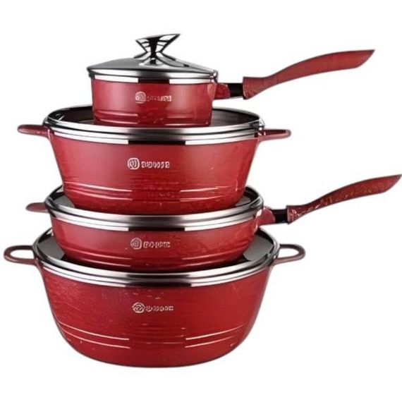 Набір каструль 13 предметів domte Червоний