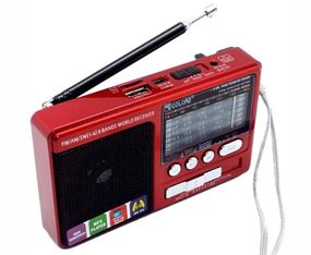 Портативный всеволновой FM радиоприемник Golon RX 181 переносное радио Power Bank USB красный