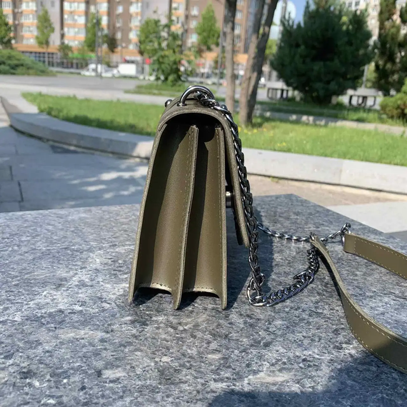 Сумка жіноча маленька через плече крос-боді стильна на ланцюжку Зелена (771) | Зображення 3