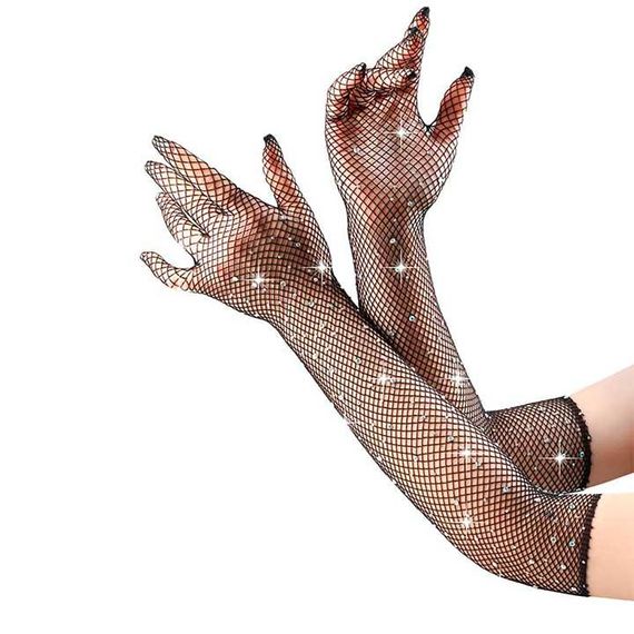 Сексуальні довгі рукавички зі стразами — XS/S/M — Еротична білизна | Зображення 1