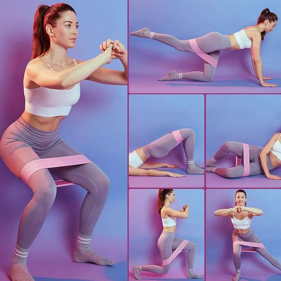 Набір тканинних резинок для фітнесу 3 шт, з мішечком / Фітнес гумки для тренувань | Зображення 5