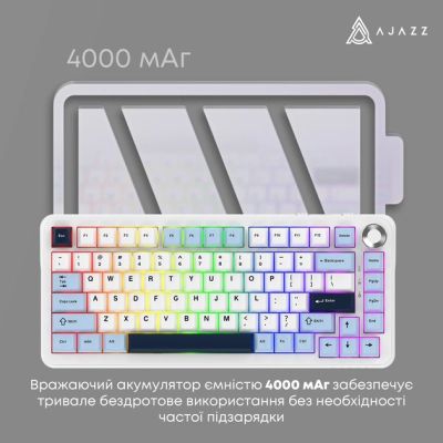 Клавиатура Ajazz AK820 MAX PLUS Daydream Switch RGB Wireless/Bluetooth/USB White (AK820MAX-DD-BWD) | Зображення 5