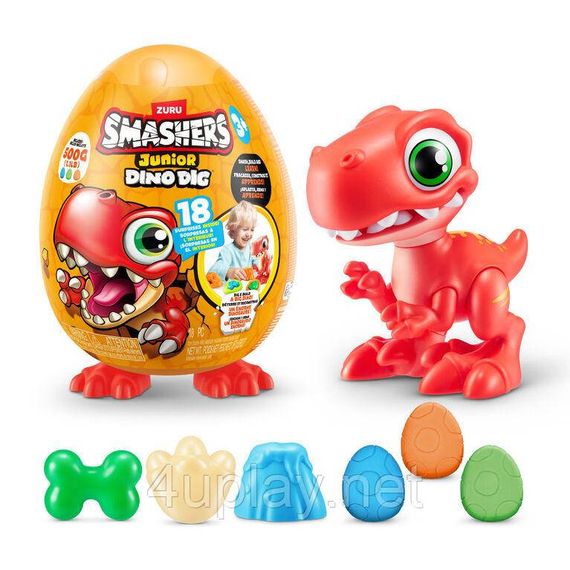 Игровой набор с динозавром Раптор и тестом для лепки Zuru Smashers Junior Dino Raptor | Зображення 5