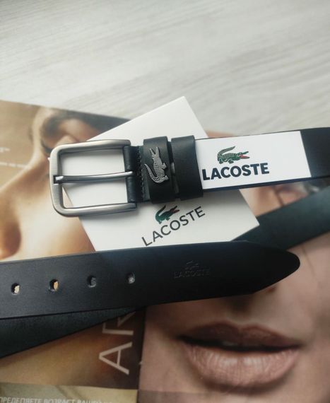 Мужской кожаный ремень Lacoste, черный | Зображення 1