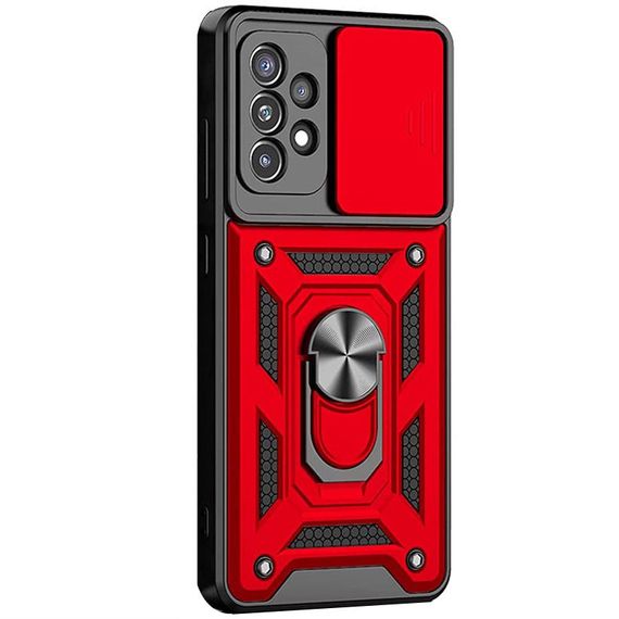 Ударостійкий чохол Camshield Serge Ring для Samsung Galaxy A32 4G TPU+PC, Шторка на камеру, Червоний
