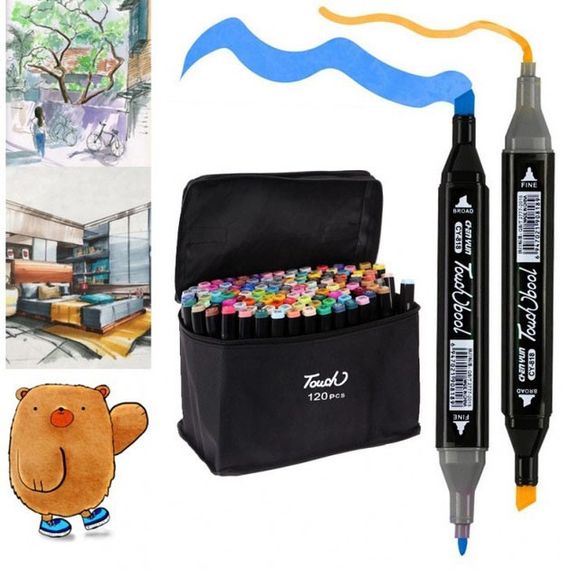Двосторонні маркери 120 шт, Набір скетч-маркерів, Скетч-маркери для малювання, Фломастери тач, скетч-маркери | Зображення 9