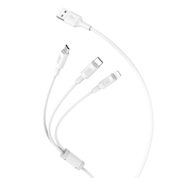 Кабель HOCO X25 USB to iP+Type-C+Micro 2A, 1m, PVC, PVC connectors, White | Зображення 2
