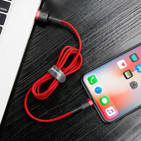Кабель Baseus Cafule Lightning Cable 2A (3m), Чорно-золотистий, 3.0 м | Зображення 4