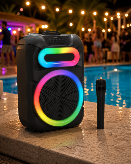 Колонка MS-2082BT-W Bluetooth / Акустична система з RGB підсвічуванням / Колонка + бездротовий мікрофон | Зображення 3