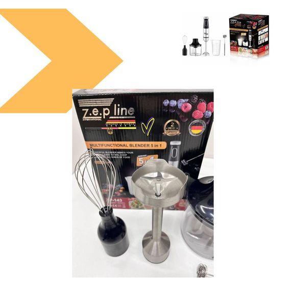 Погружний блендер 5в1 1500 Вт Zepline ZP-143 Чорний (47633-ZP-143_800) | Зображення 1