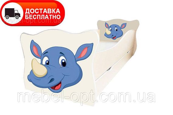 Детская кровать Animal 6 Носорог с выдвижным ящиком, выбор размера спального места